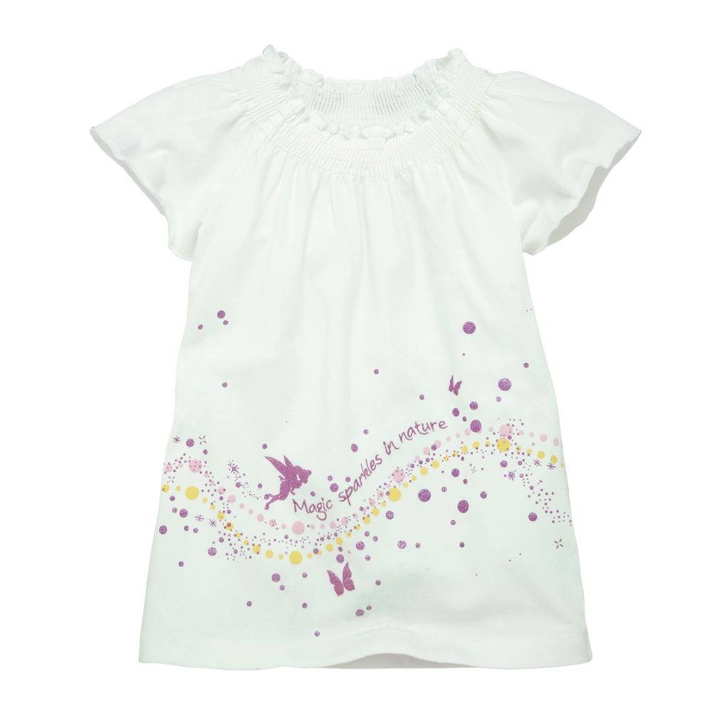 White Short Sleeve Fairies Tinker Bell Tee For Girls
