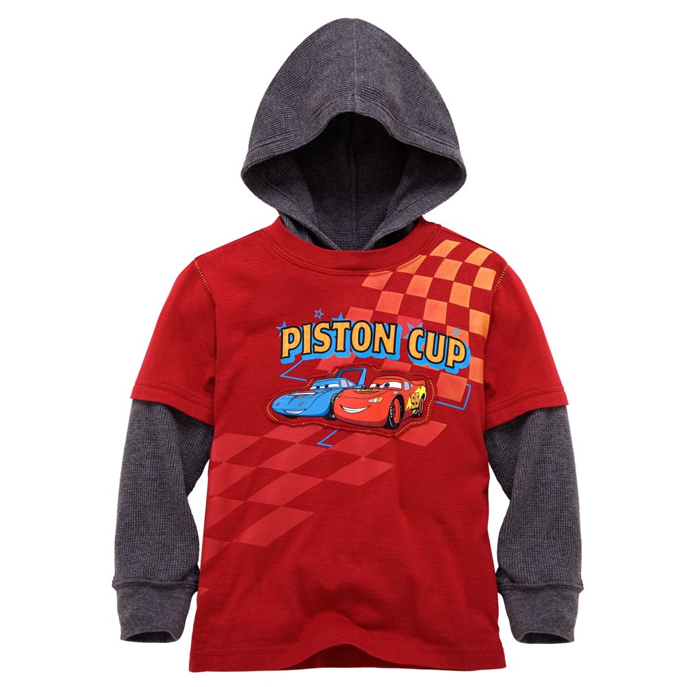Long-Sleeve Disney Cars Tee with Hood for Toddler Boys