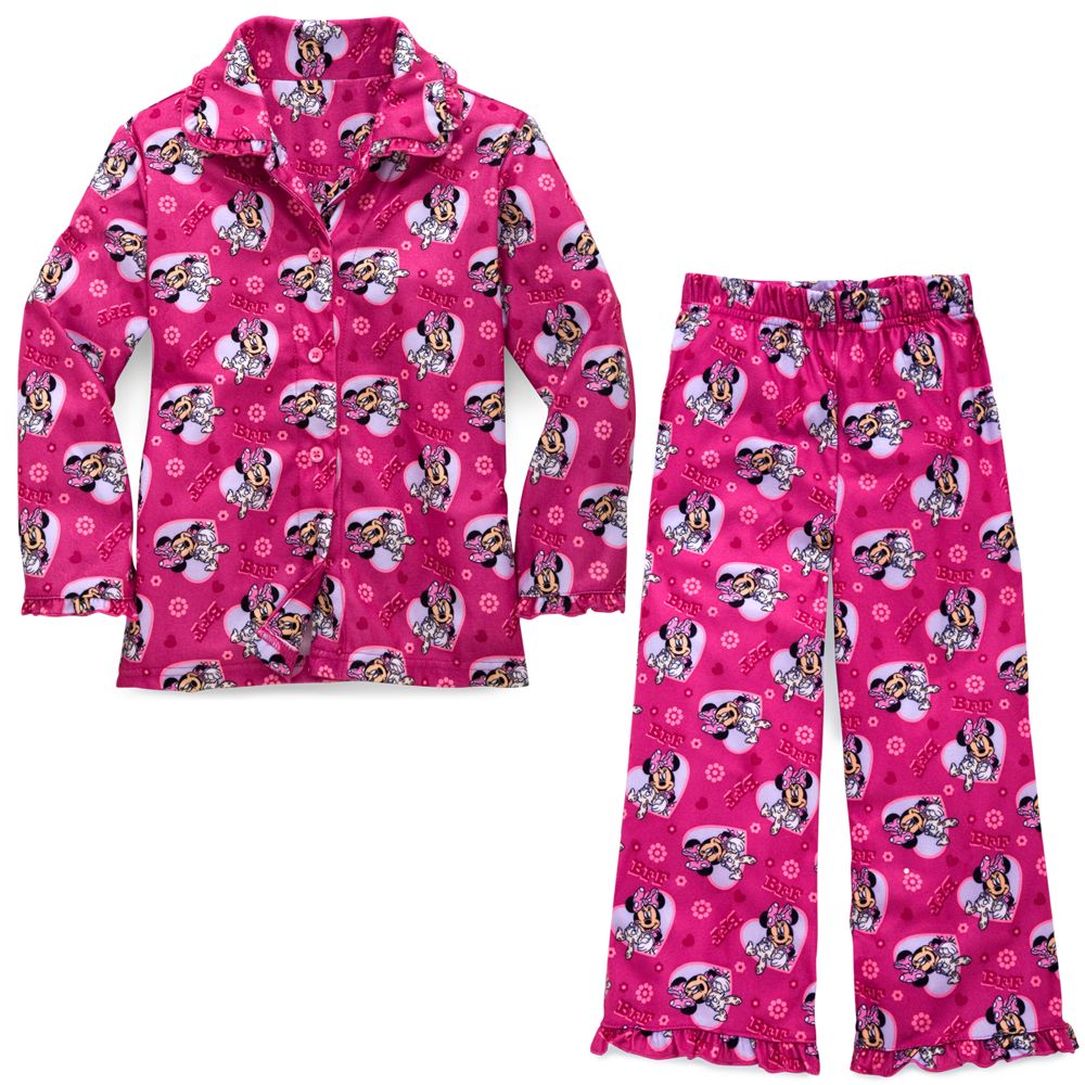 Flannel Minnie Mouse Pajamas for Girls