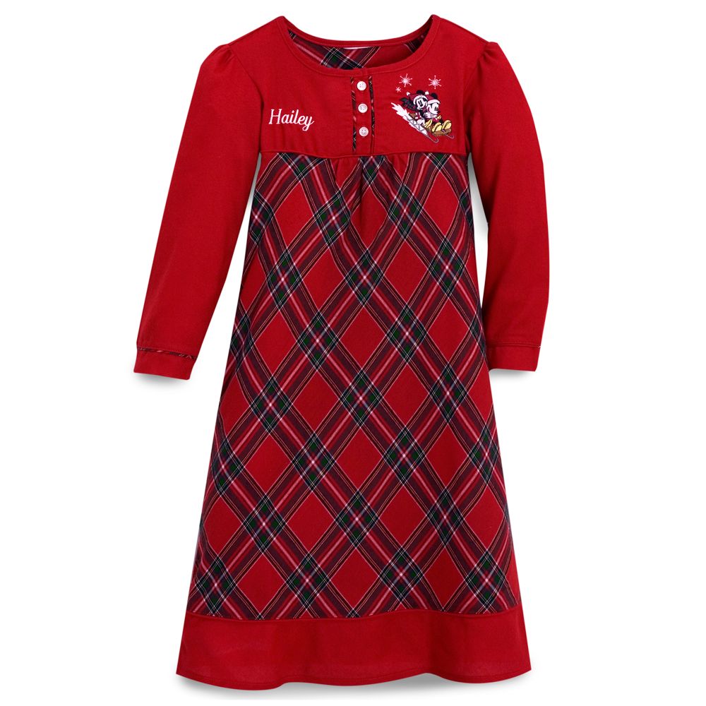 Personalized Holiday Mickey Mouse Nightshirt for Girls