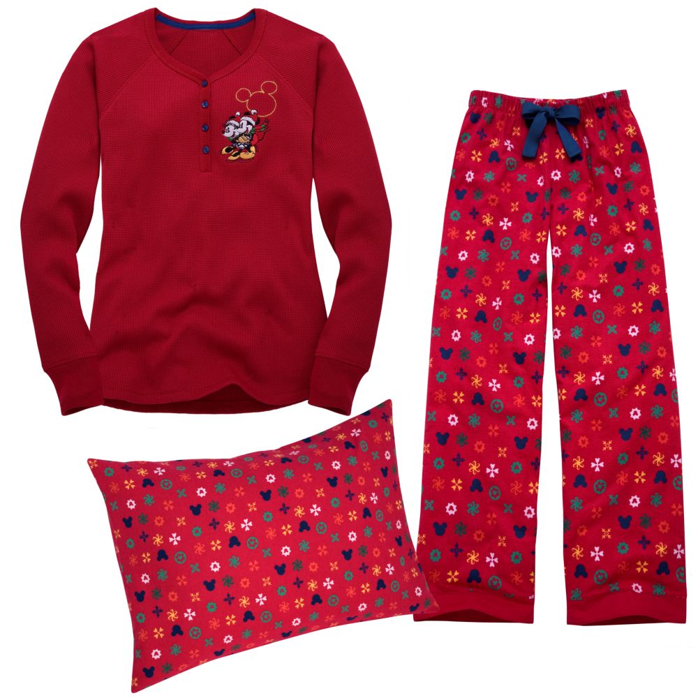 Holiday Thermal Minnie and Mickey Mouse Pajama Set for Women