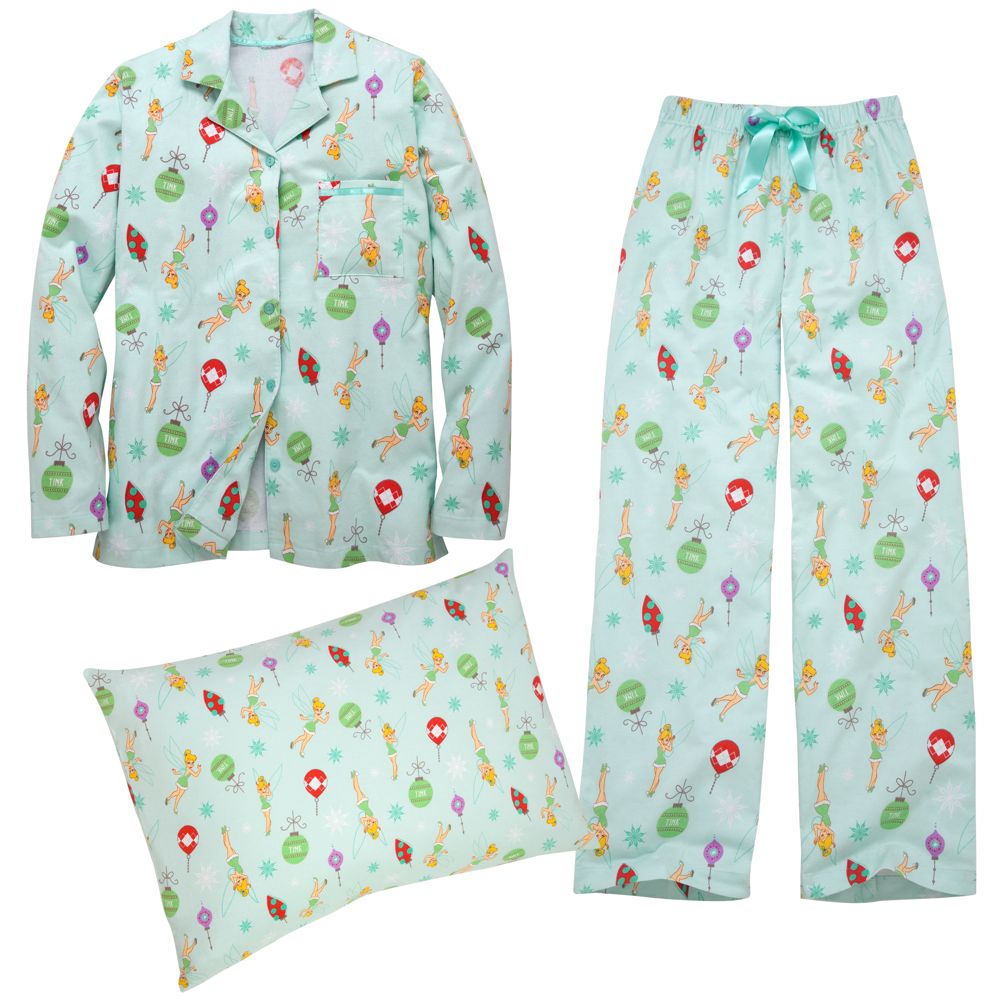 Flannel Tinker Bell Pajamas and Pillowcase Set for Women