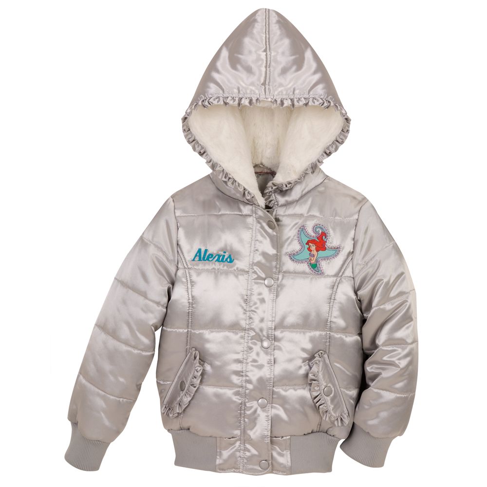 Personalized Shiny Puffy Ariel Jacket for Girls