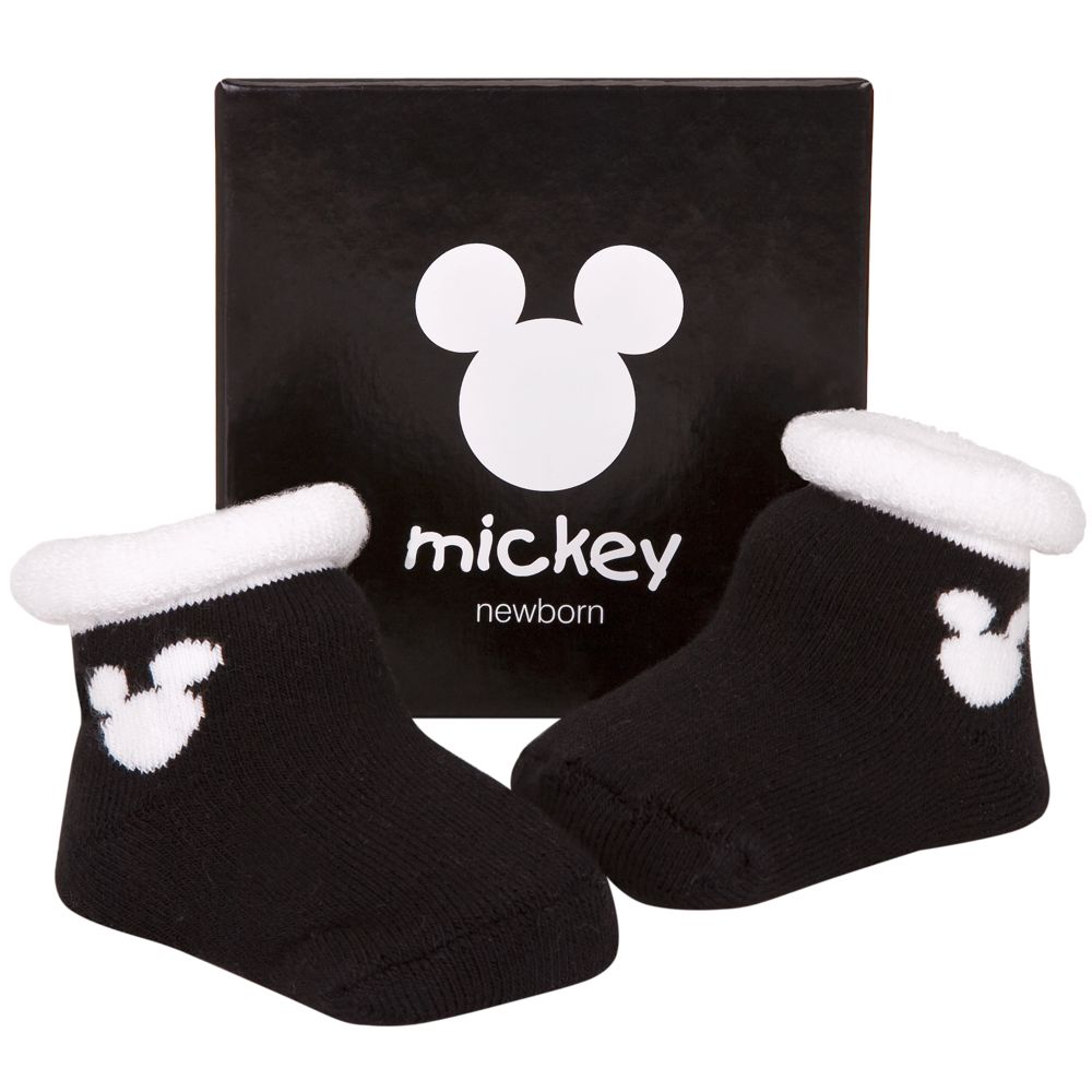 Newborn Black Mickey Mouse Booties for Infants