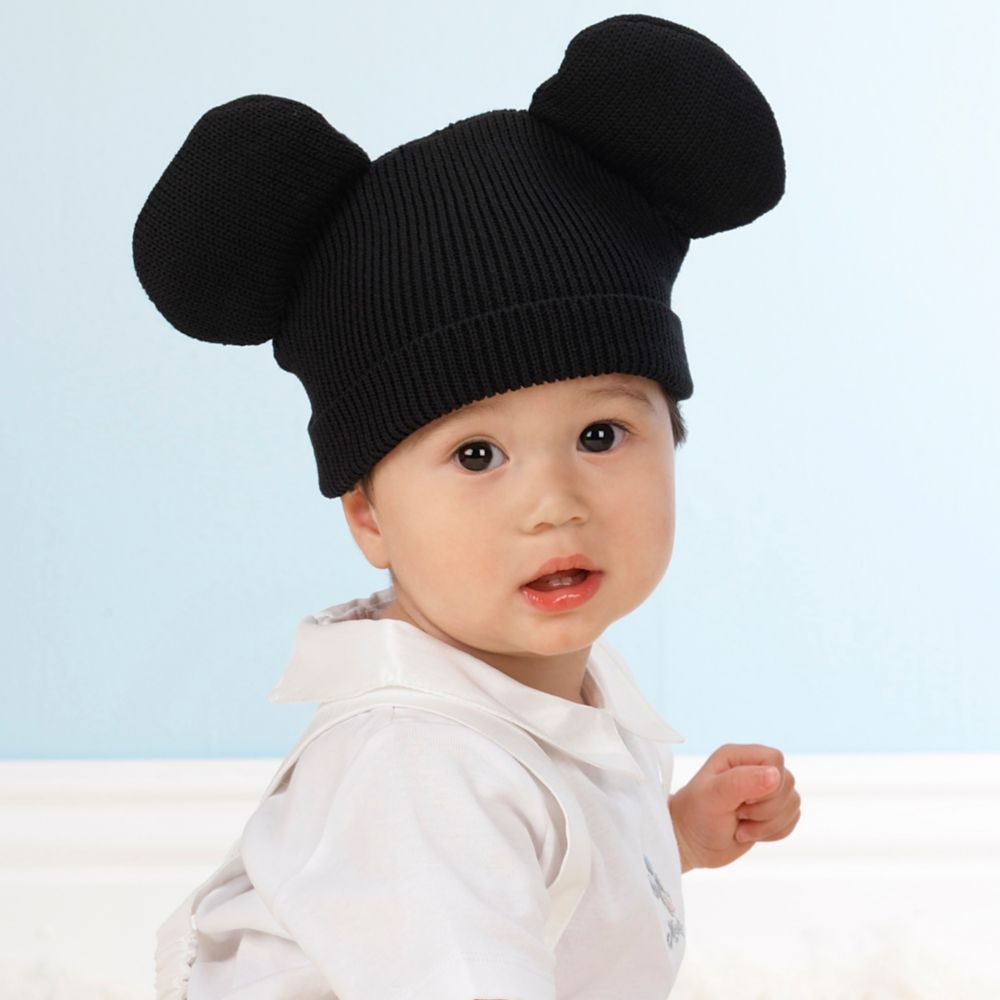 Black Knit Mickey Mouse Hat for Infants