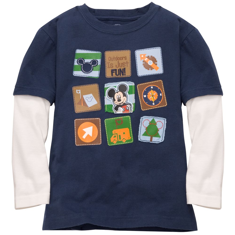 Double-Up Long Sleeve ''Outdoors'' Mickey Mouse Tee for Toddler Boys