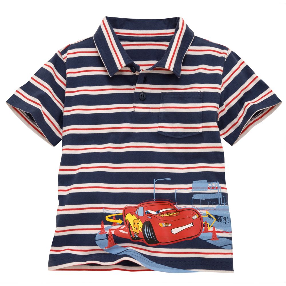 Striped Lightning McQueen Polo for Toddler Boys