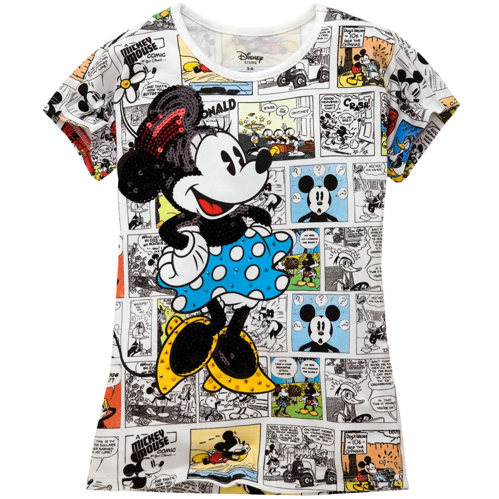 Sequin Comic Strip Minnie Mouse Tee for Girls