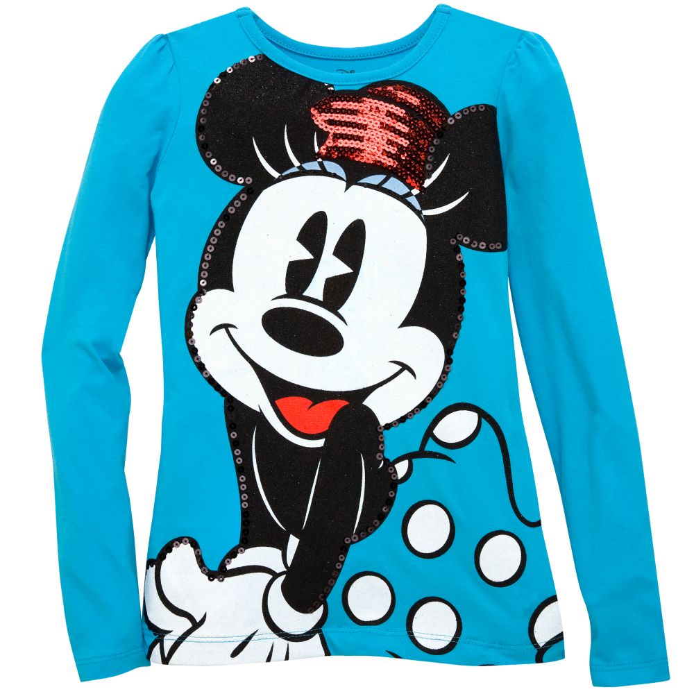 Long Sleeve Sequin Minnie Mouse Tee for Girls