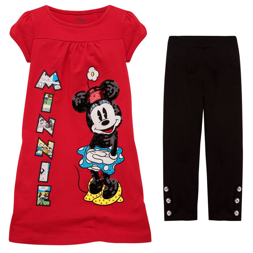Sequin Minnie Mouse Dress and Legging Set for Girls