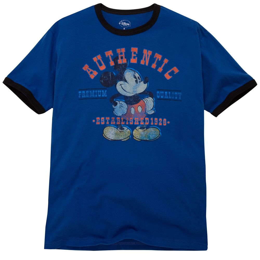 Always demand the best in our ''Authentic'' Ringer Mickey Mouse Tee for Men. ''Established in 1928'' -- the classic style, comfort and fit make this Mickey tee timeless.