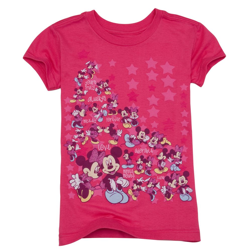 Organic Glitter Minnie and Mickey Mouse Tee for Girls