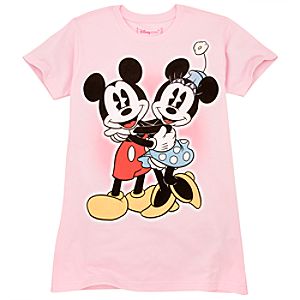 Organic Hugging Mickey and Minnie Mouse Tee for Women