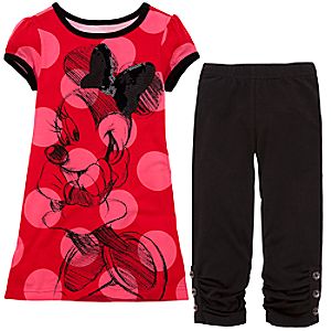 Sparkle Polka Dot Minnie Mouse Dress and Leggings Set -- 2-Pc.