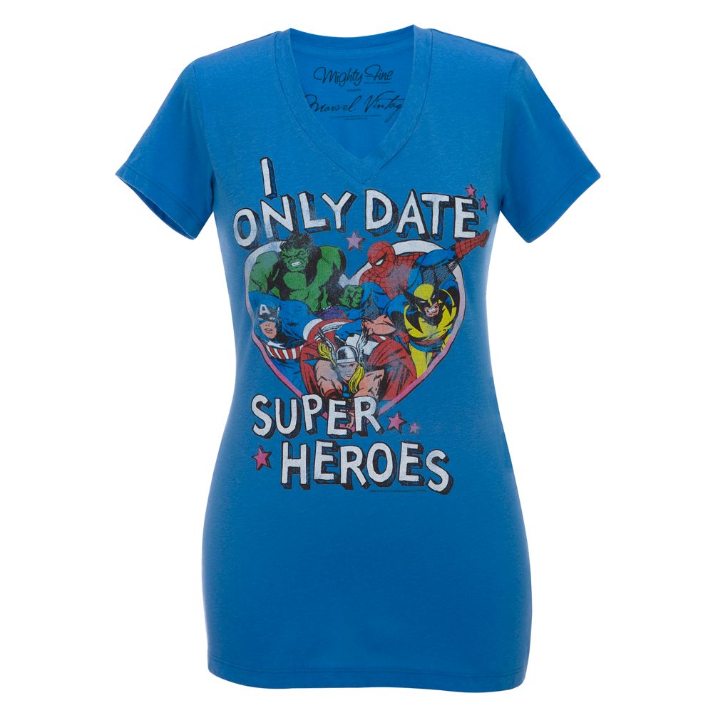 Fitted ''I Only Date Super Heroes'' Vee-Neck Marvel&reg; Tee for Woman