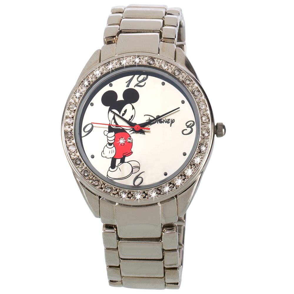 Rhinestone Mirror Face Mickey Mouse Watch for Women