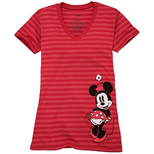 Organic Striped Vee-Neck Minnie Mouse Tee
