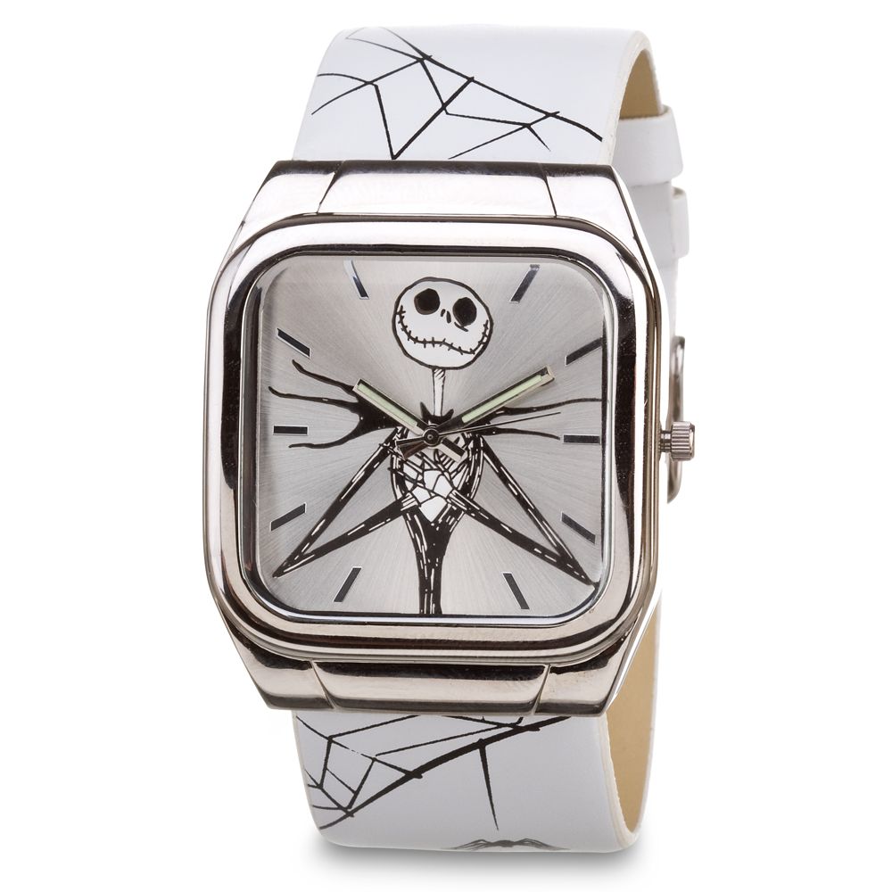 Wide Leather Band Jack Skellington Watch