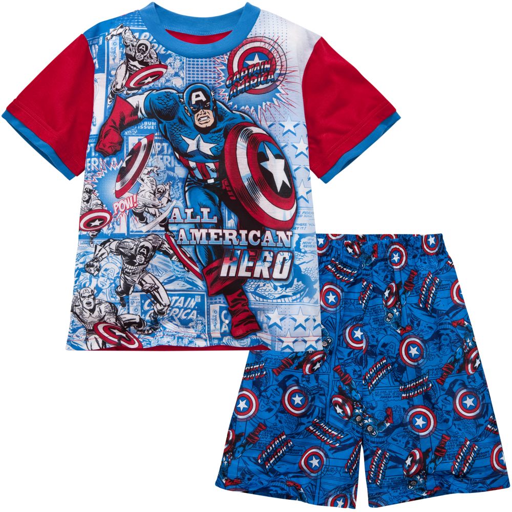 Short Captain America PJ Set for Boys