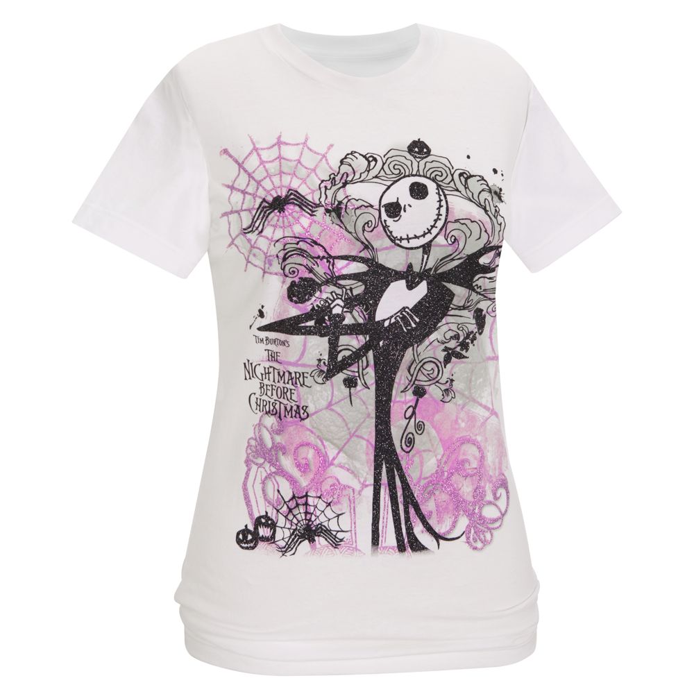 Organic Glittery Jack Skellington Tee for Women