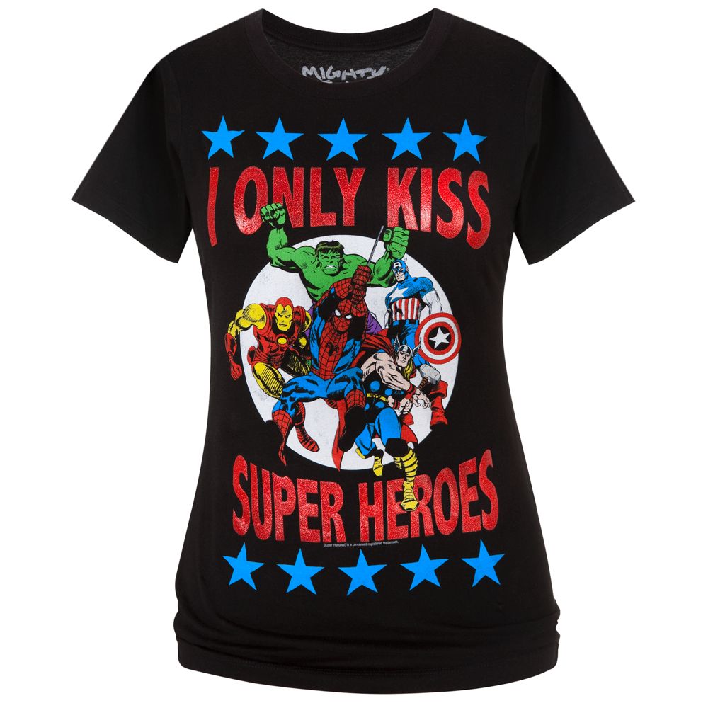 Fitted I Only Kiss Super Heroes Marvel Tee by Mighty Fine for Women