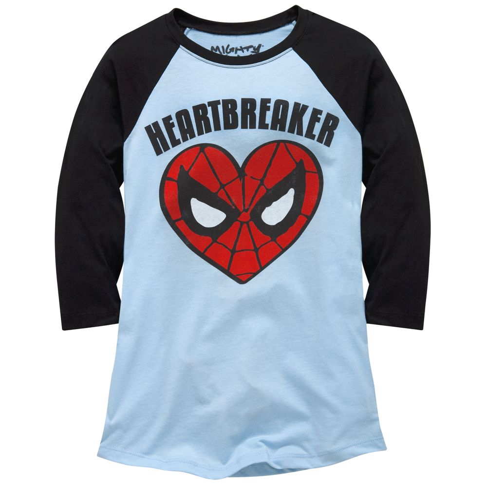 Raglan Sleeve Heartbreaker Spider-Man Tee by Mighty Fine for Women