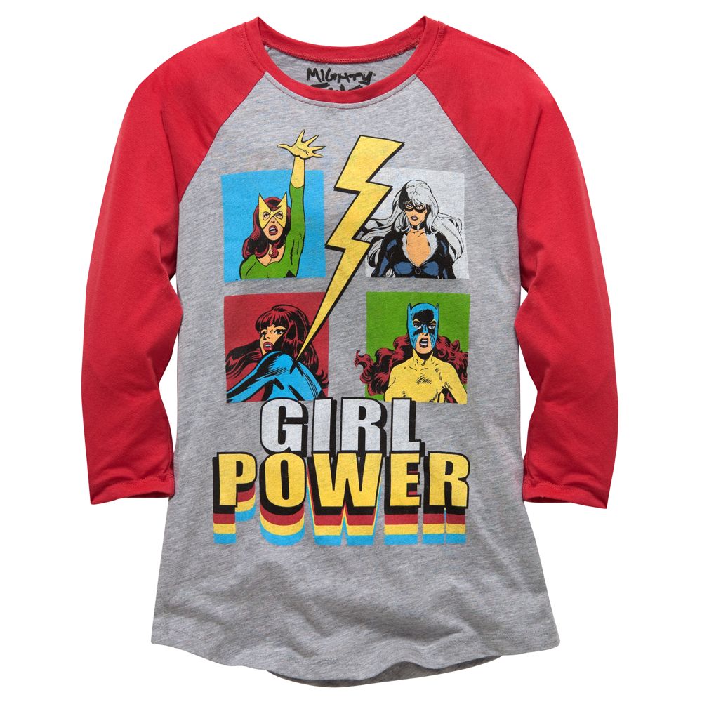 Raglan Sleeve Girl Power Marvel Tee by Mighty Fine for Women