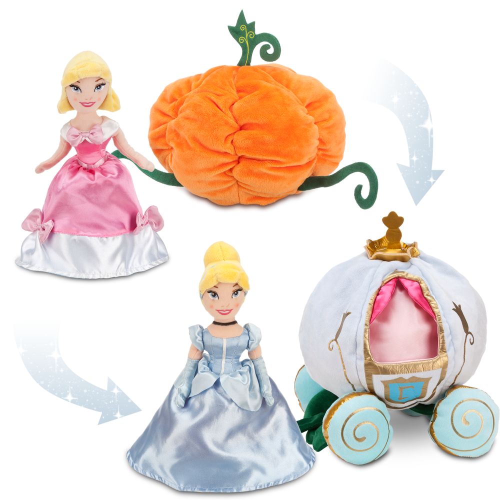 Transforming Plush Cinderella Doll and Pumpkin Coach Set -- 11 1/2 H