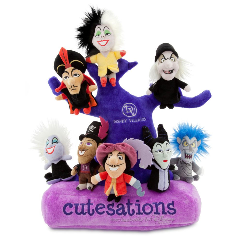 Cutesations Disney Villains Series Plush Set of 8 with Plush Tree