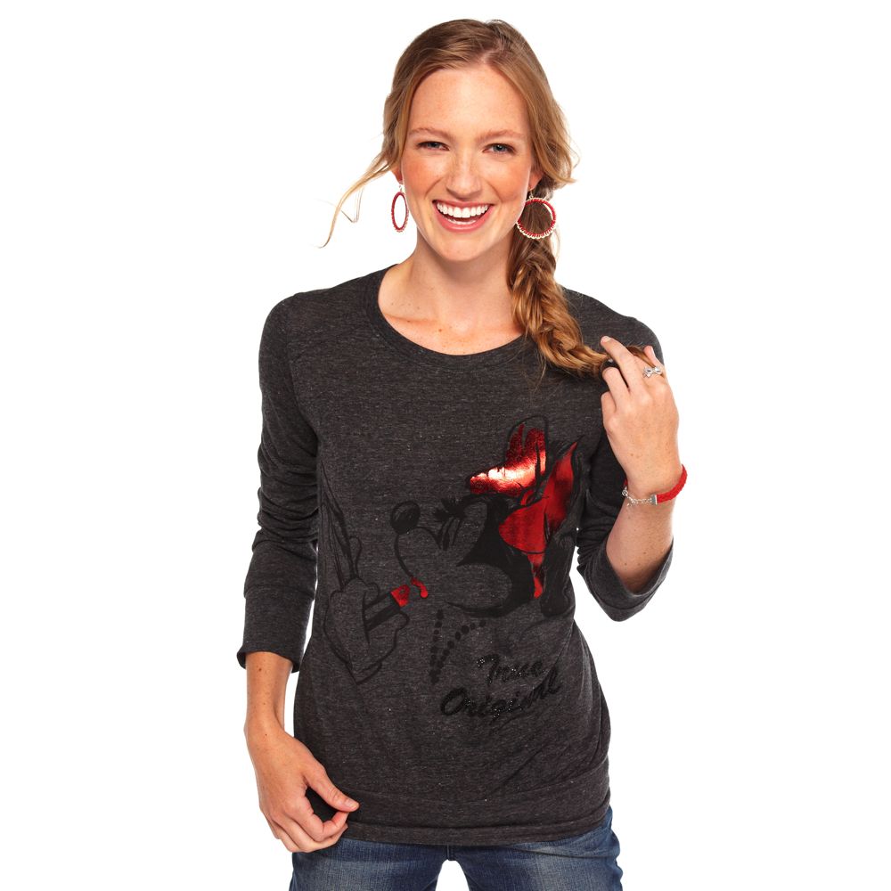 Long Sleeve Foil Minnie Mouse Tee for Women