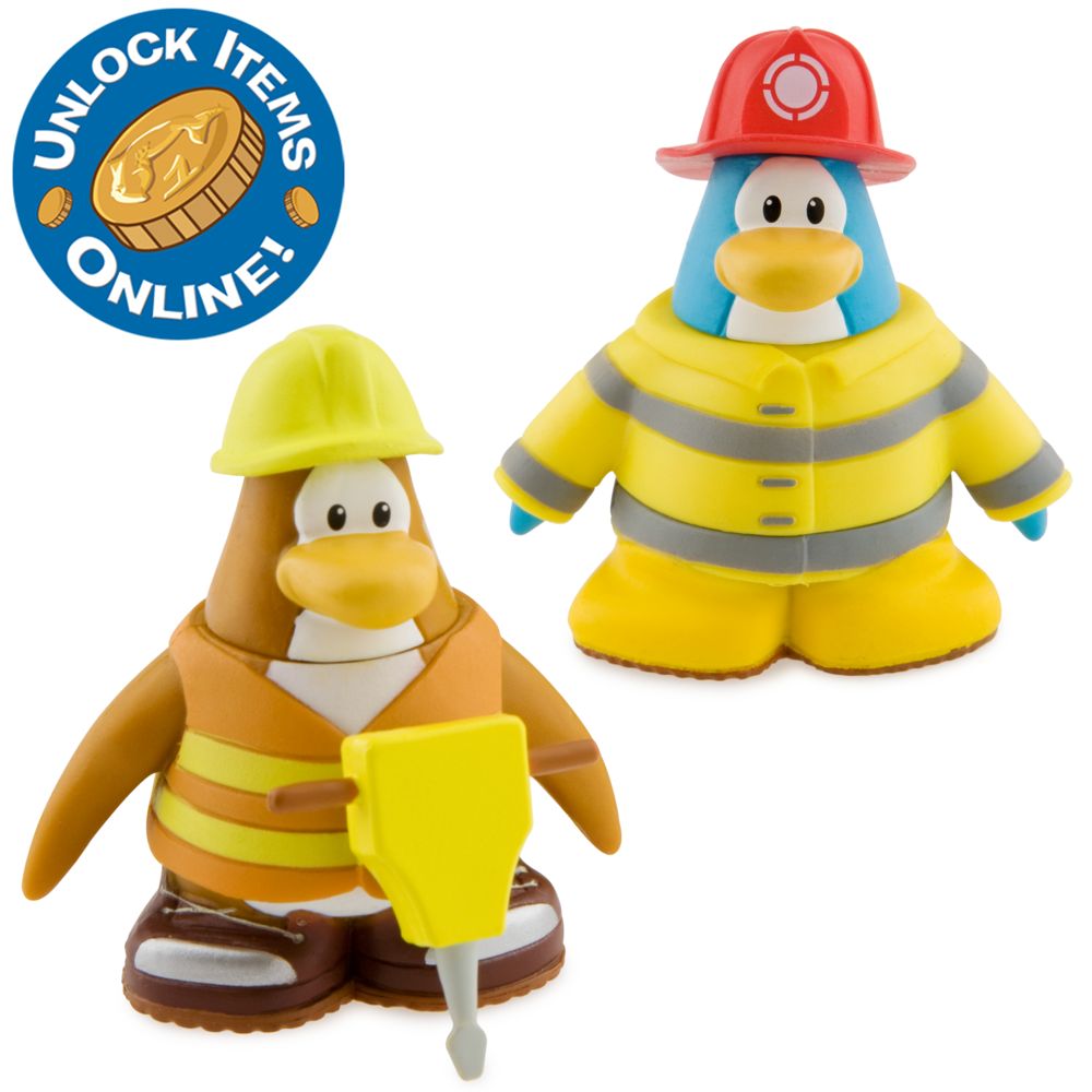 Club Penguin 2'' Mix 'N Match Figure Pack - Firefighter and Construction Worker