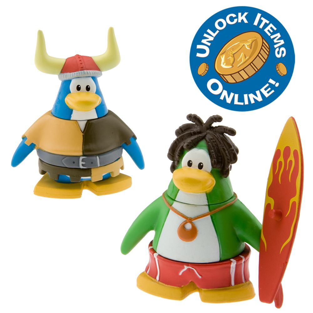 Club Penguin 2'' Mix 'N Match Figure Pack -- Surfer Dude and Viking