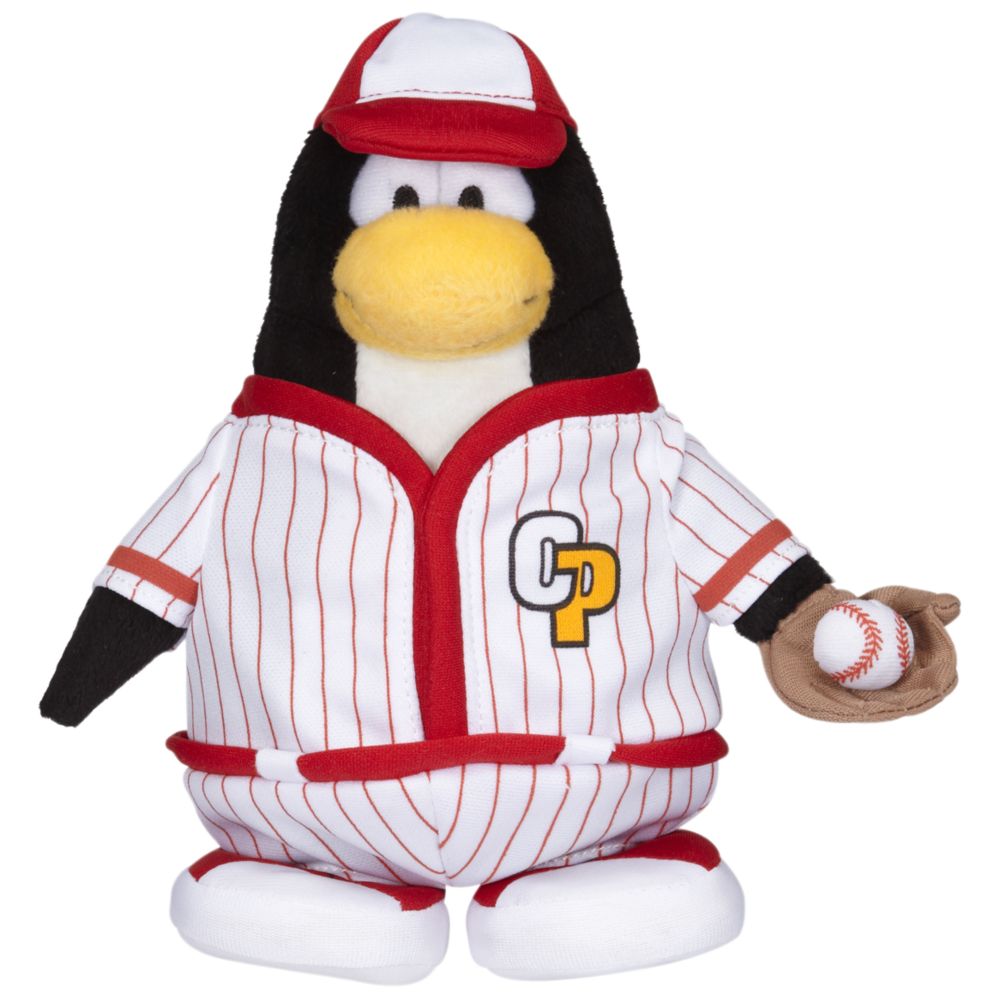 Club Penguin 6 1/2'' Limited Edition Penguin Plush ? Red Baseball Player