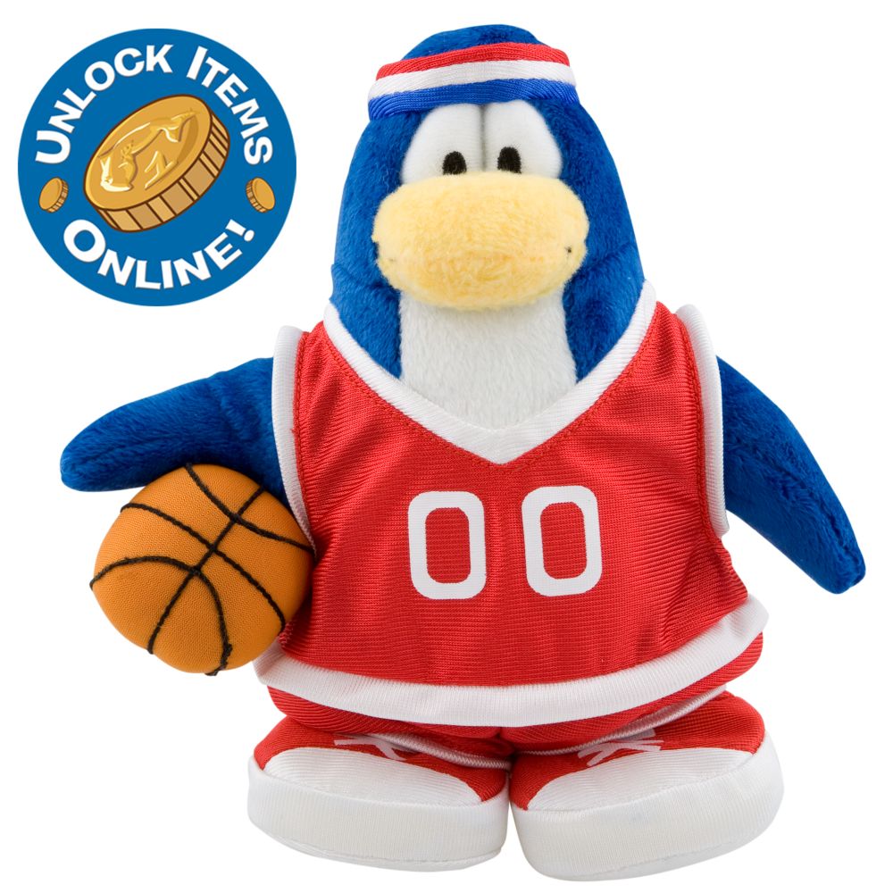 Club Penguin 6 1/2'' Limited Edition Penguin Plush ? Red Basketball Player