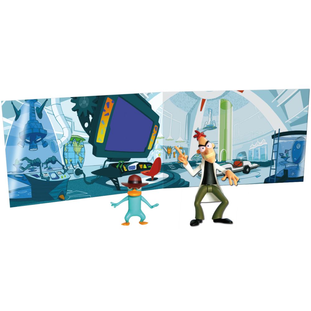  Phineas and Ferb Dr. Doofenshmirtz and Agent P Action Figures    2 Pc. + Play Backdrop