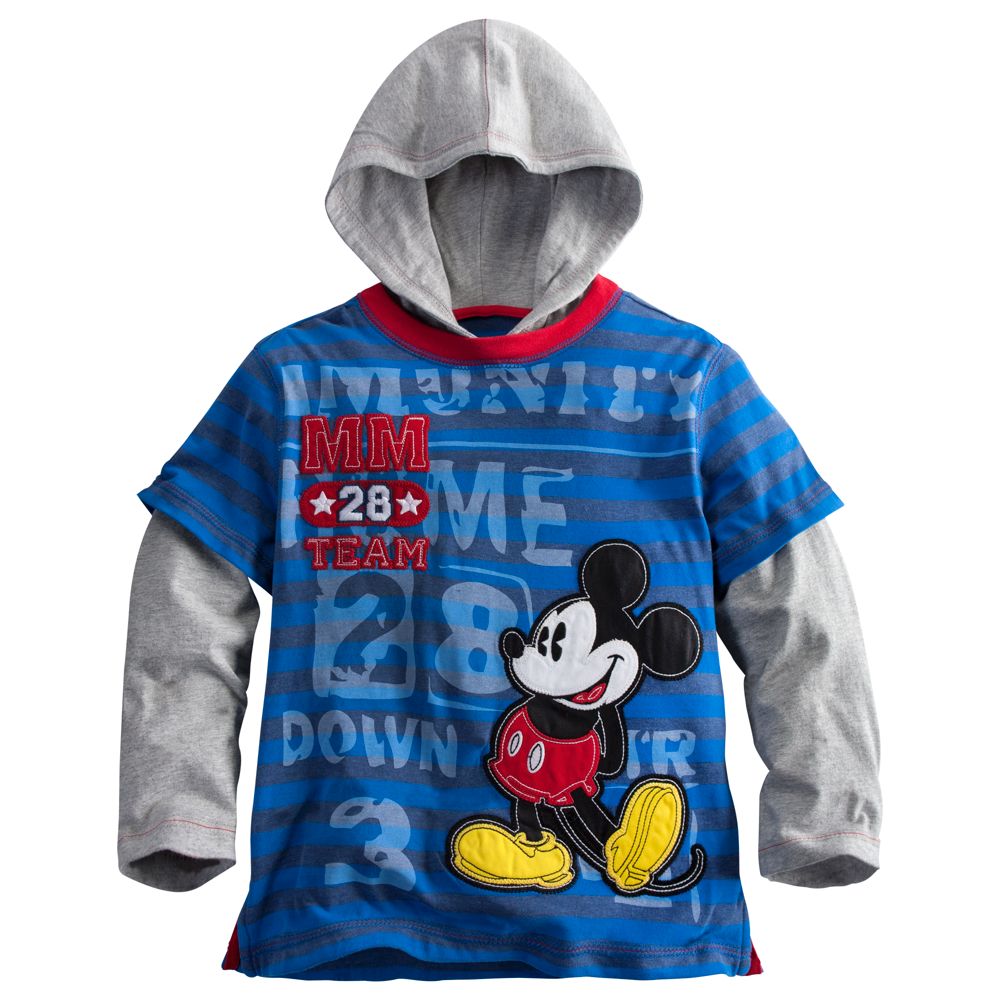 Hooded Double-Up Long Sleeve Mickey Mouse Tee for Boys