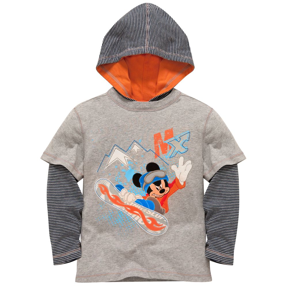 Hooded Double-Up Long Sleeve Mickey Mouse Tee for Boys