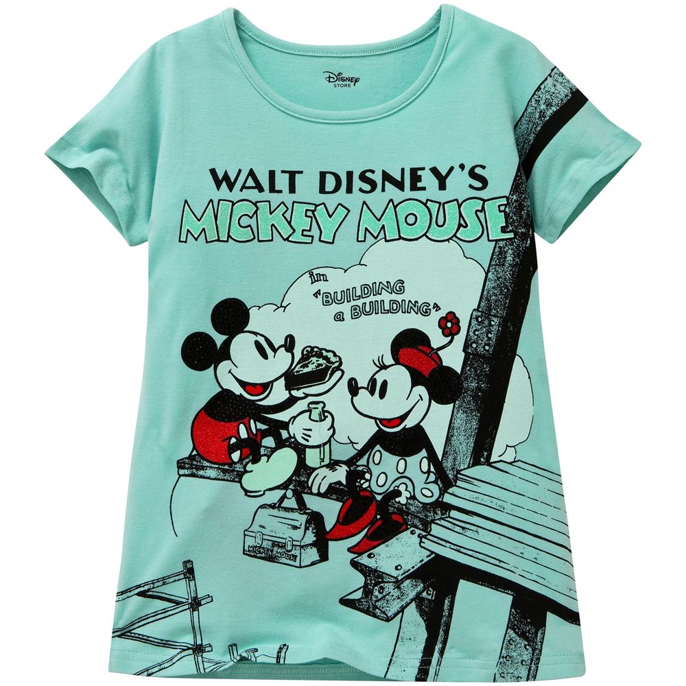 Classic Poster Mickey and Minnie Tee for Girls -- ''Building a Building''