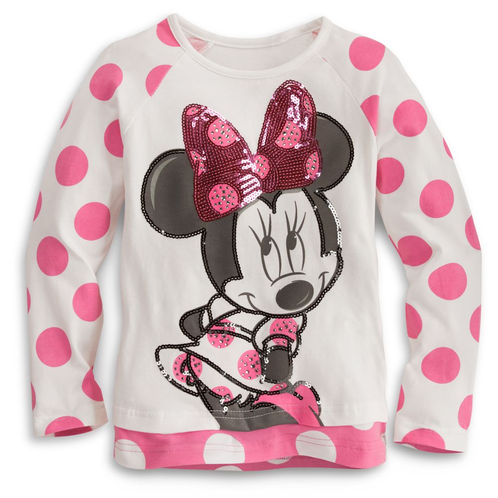 Sequined Long Sleeve Minnie Mouse Tee for Girls