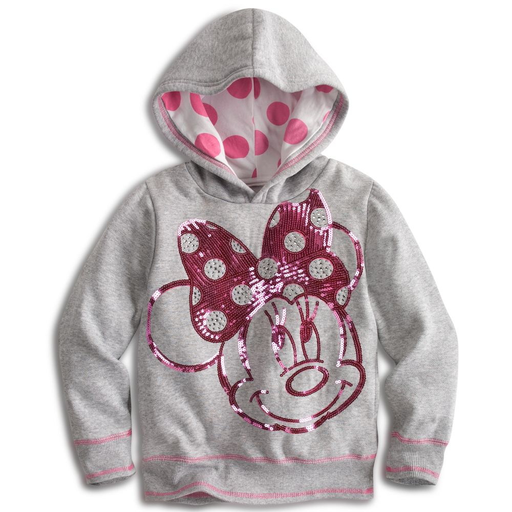 Sequined Pullover Fleece Minnie Mouse Hoodie for Girls