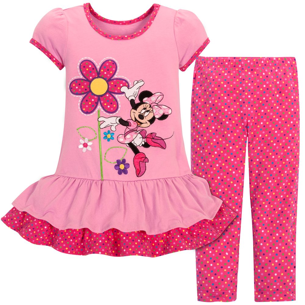 Polka-Dotted Minnie Mouse Dress Set for Toddler Girls -- 2-Pc.