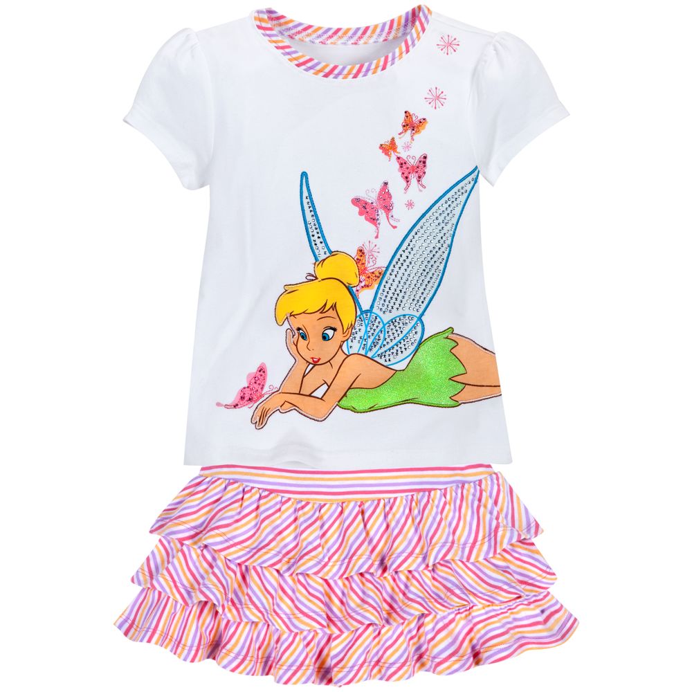 Rhinestone Glittering Tinker Bell Skirt Set for Girls -- 2-Pc.