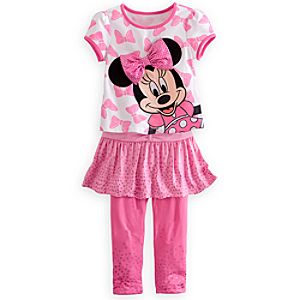 Minnie Mouse Tee and Leggings with Skirt Set for Girls