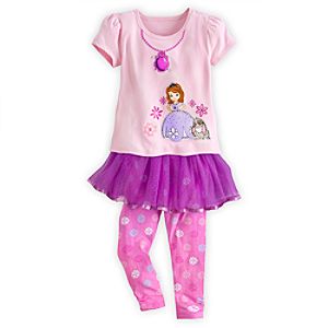 Sofia Tee and Leggings with Skirt Set for Girls