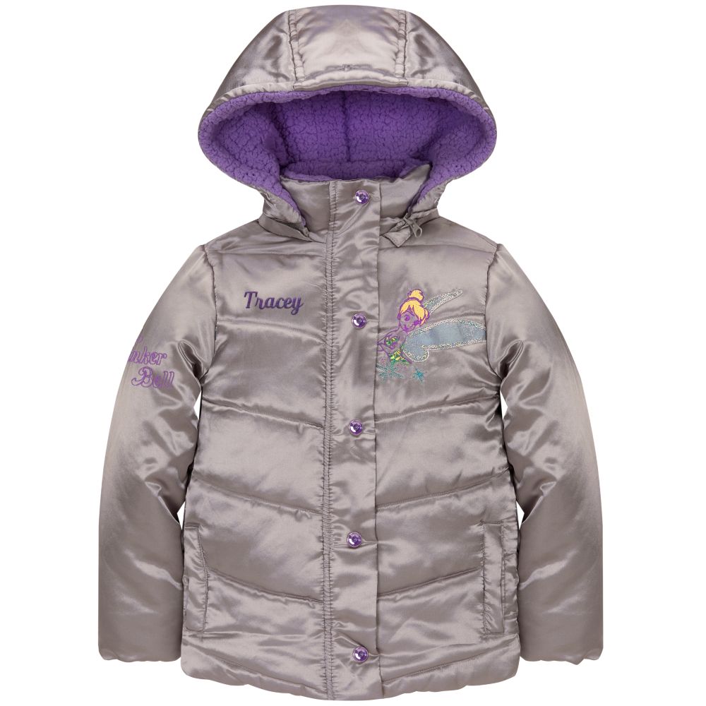 Personalizable Hooded Puffy Tinker Bell Jacket for Girls