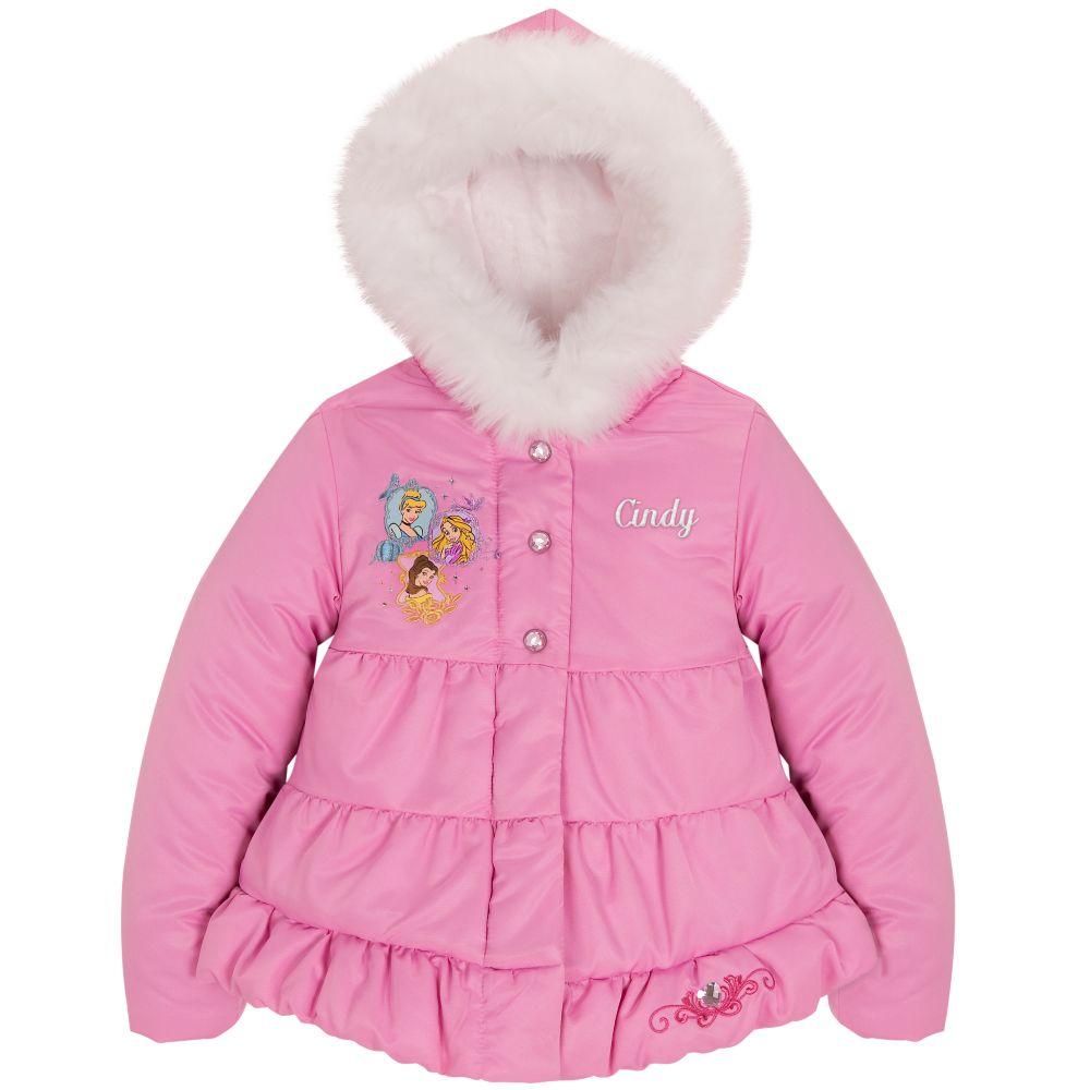 Personalizable Hooded Puffy Disney Princess Jacket for Girls
