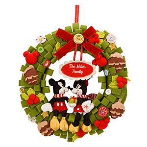 Personalized Classic Mickey and Minnie Plush Holiday Wreath