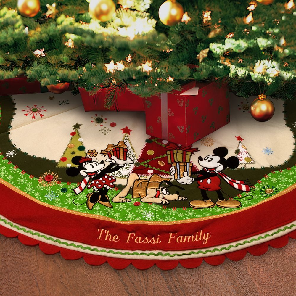 Personalized Classic Mickey and Minnie Holiday Tree Skirt