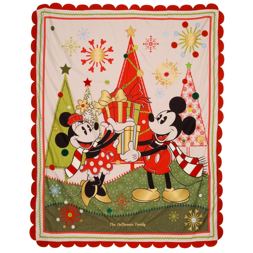 Personalized Classic Mickey and Minnie Holiday Throw Blanket