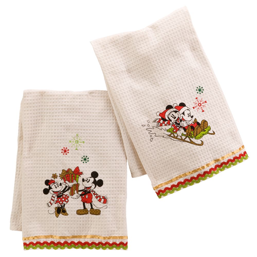 Classic Mickey and Minnie Holiday Kitchen Towels - Set of 2